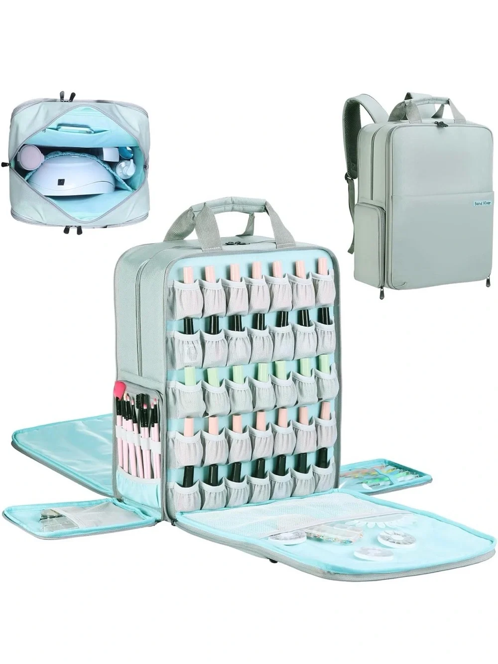 Portable Blue and Pink Nail supplies Organizer Storage Bag